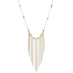 Falling Fringe Necklace in Silver & Gold