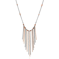 Falling Fringe Necklace - Rose Gold & Rhodium Sterling