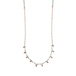 Rose Gold Confetti Necklace in Pink Opal & Labradorite