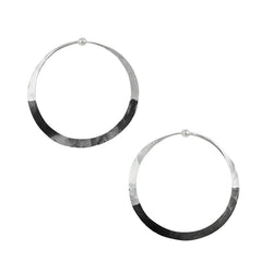 Rhodium Dipped Hammered Hoops in Silver - 1 1/2"
