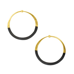 Rhodium Dipped Hammered Hoops in Gold - 1 1/2"