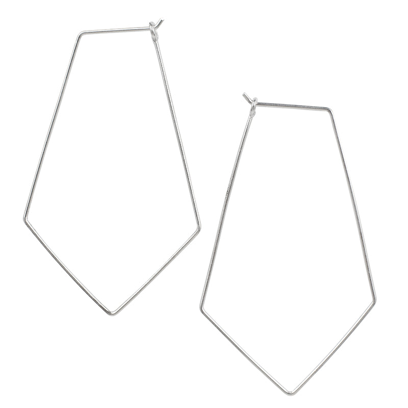 Large Rhombus Hoops in Silver