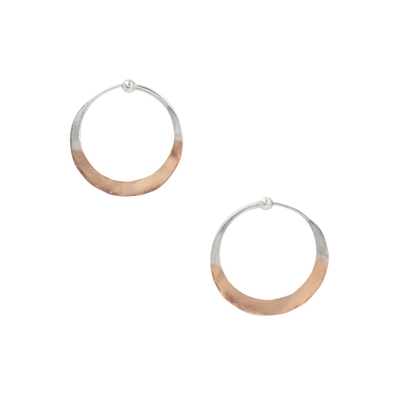 Rose Gold Dipped Hammered Hoops - 1"