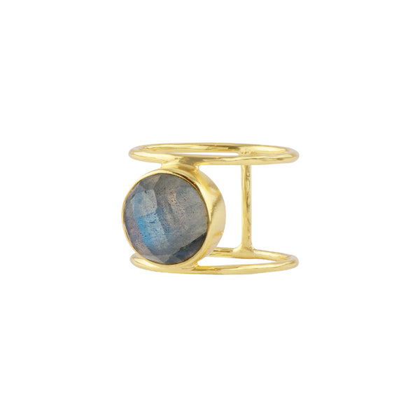 Labradorite Cage Ring in Gold