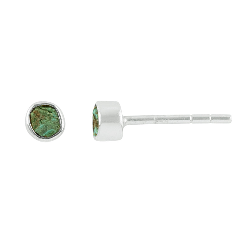 Souffle Stone Posts in 3.5mm Chrysocolla & Silver