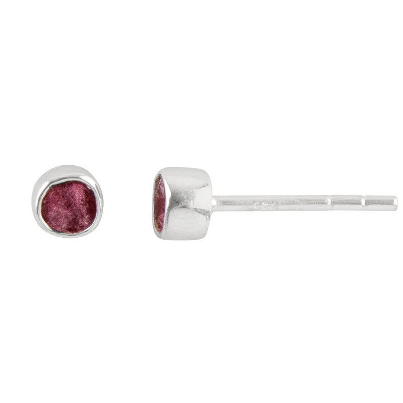Soufflé Stone Posts in 3.5mm Ruby & Silver