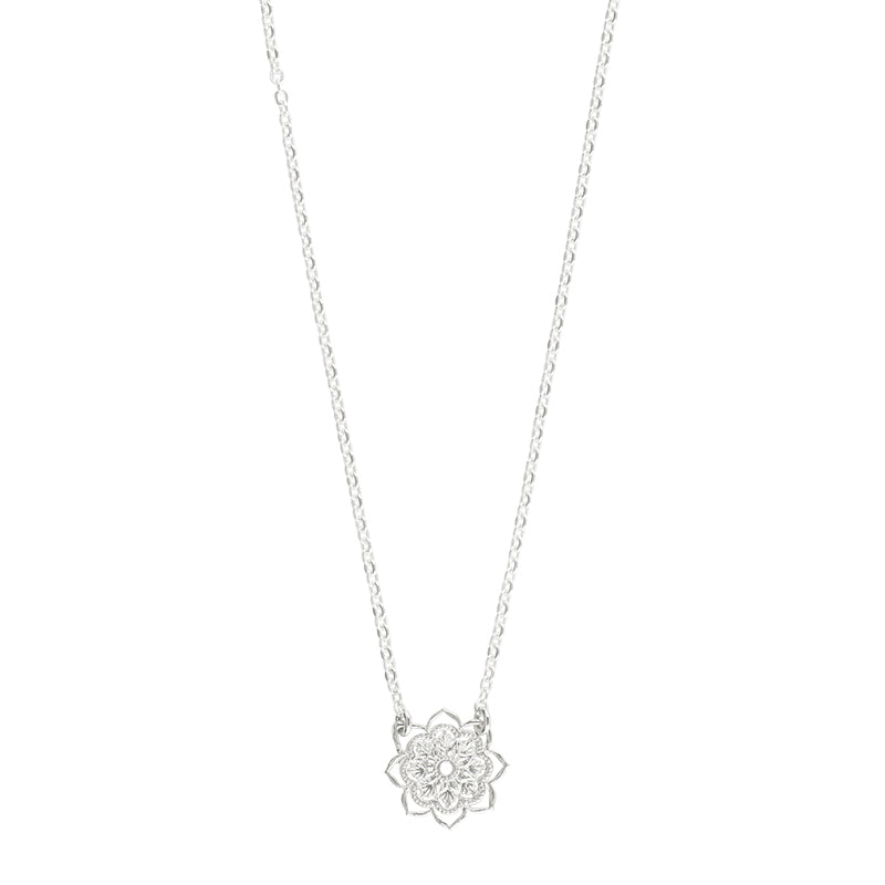 Petite Open Heart Mandala Necklace in Silver