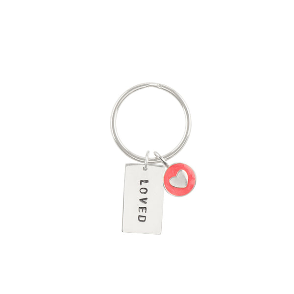 Sterling Charmed Keychain - "Loved"