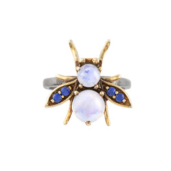 Jeweled Cornu Ring in Moonstone and Lapis