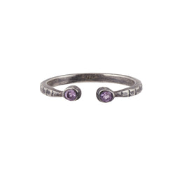 Soufflé Stacker Ring in Amethyst and Antiqued Silver