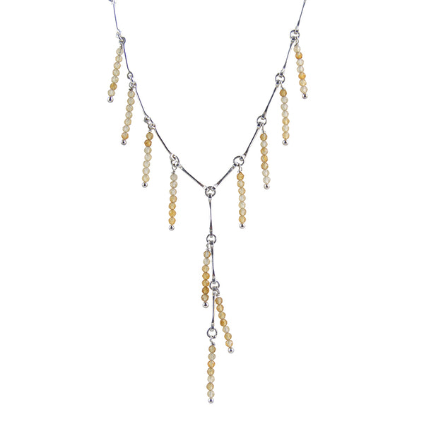 Up All Night Cascading Stone Necklace in Citrine- Silver