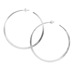 Hammered Post Hoops in Silver - 2 1/2"