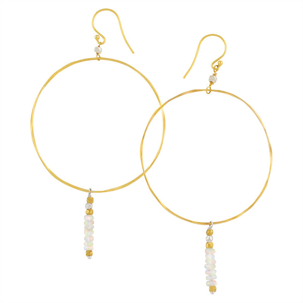 Opal Fine Line Hoops - Large