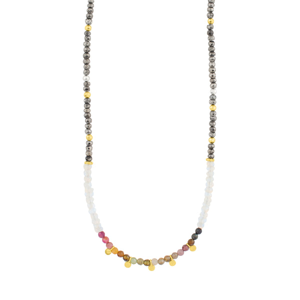 Boheme Necklace in Tourmaline & Moonstone 18-20"