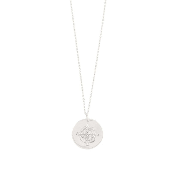 "True North" Compass Musing Necklaces in Silver - 32" Chain