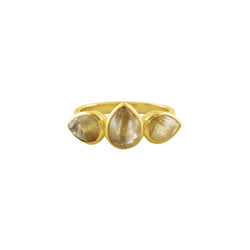 Stone Lotus Ring in Gold