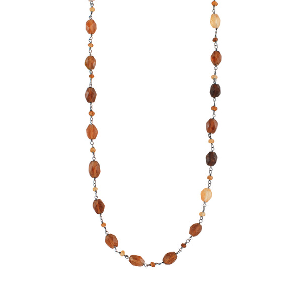 Stone Strand Necklace - Hessonite - 22-24"
