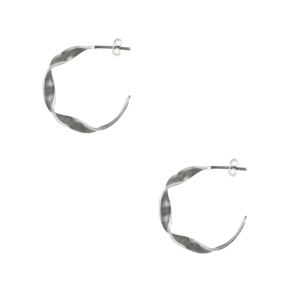 She's Twisty Hoops in Antiqued Silver - 1"
