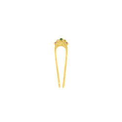 Jeweled Fado Hair Pin in Gold & Tourmaline - Small