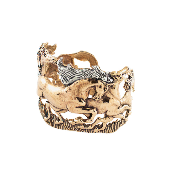 Wild and Free Cuff - Wide in Bronze with Silver Accents