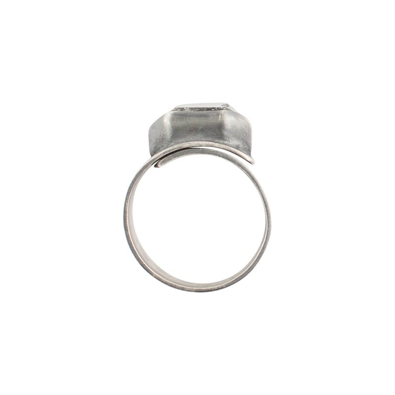 Wrapped in Herkimer Ring - Antiqued Silver