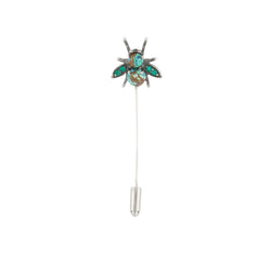 Jeweled Cornu Stick Pin - Chrysocolla & Chrysoprase