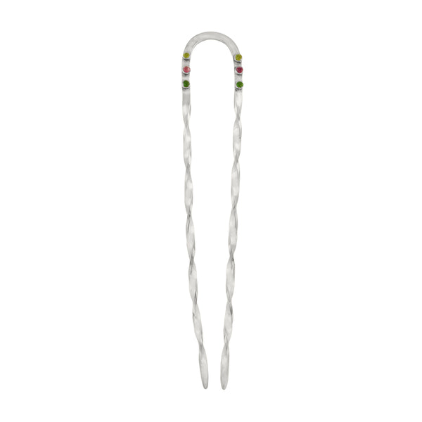Effortless Stony Hair Pin in Tourmaline and Silver