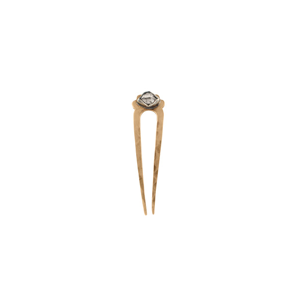 Two-Tone Herkimer Protector Hair Pin in Bronze and Silver - Small