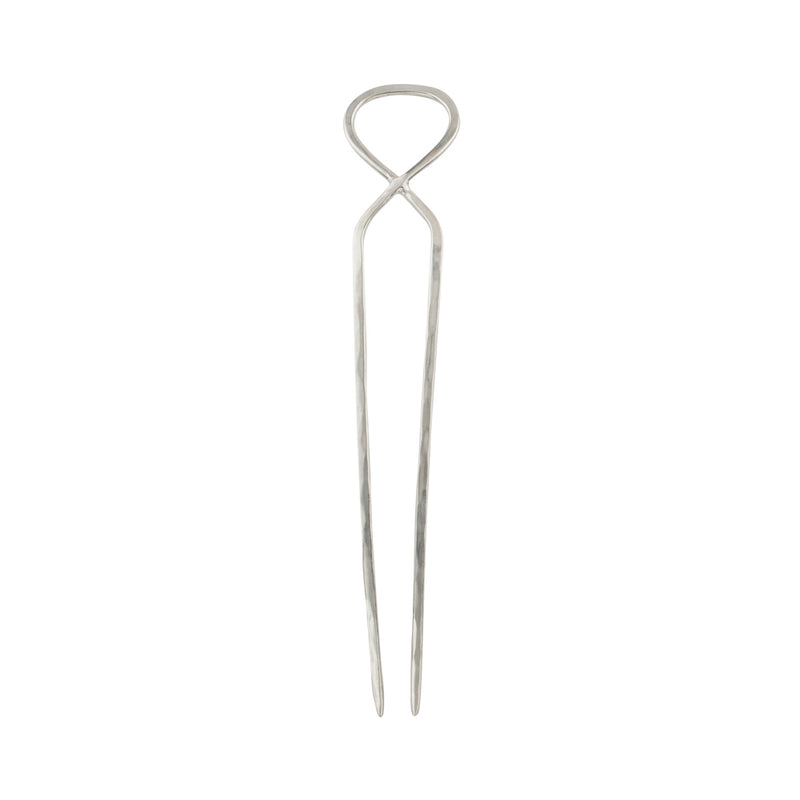 Hourglass Hair Pin in Silver - Large
