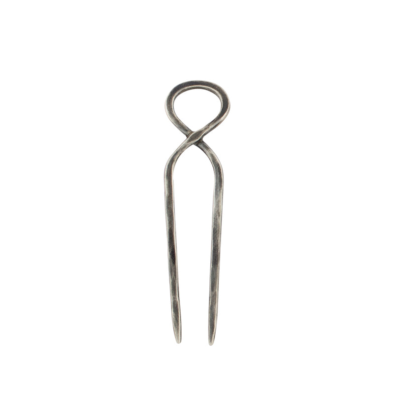 Hourglass Hair Pin in Antiqued Silver - Small