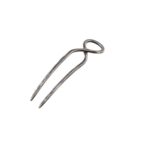 Hourglass Hair Pin in Antiqued Silver - Small