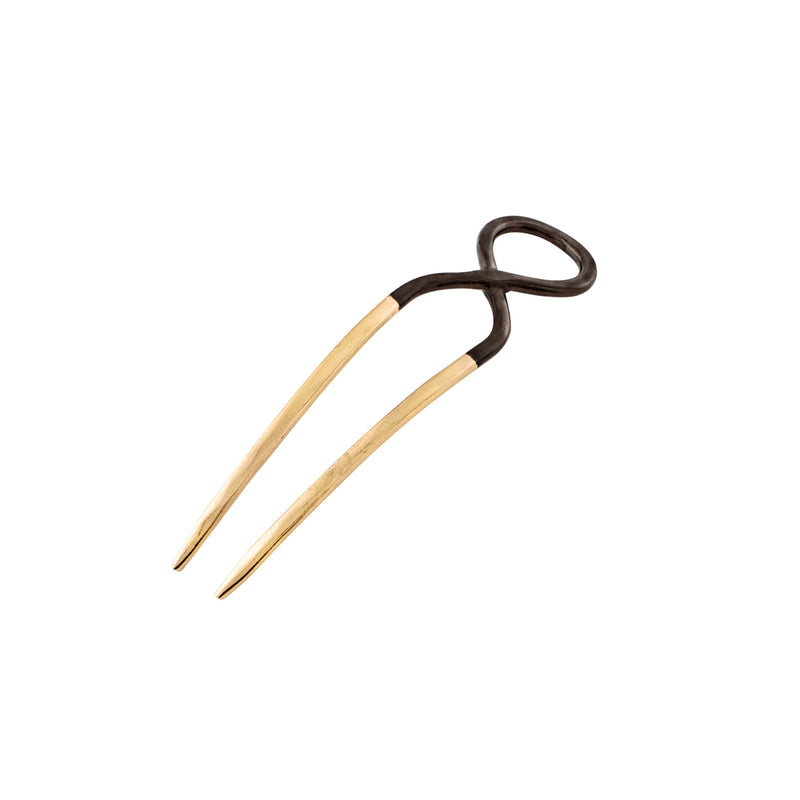 Hourglass Hair Pin in Bronze & Rhodium Dip - Small