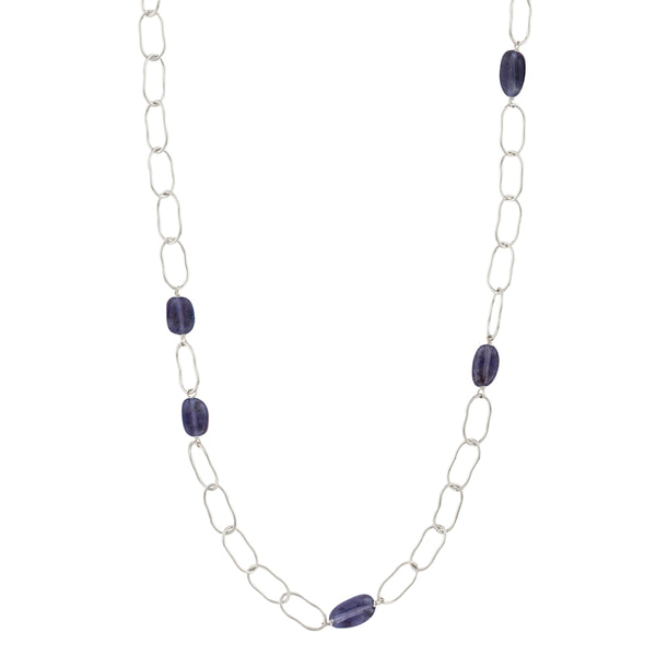 Magic Bean Stone Necklace in Iolite & Silver