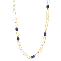 Magic Bean Stone Necklace in Iolite & Gold