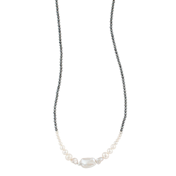 Graduated Pearl & Stone Necklace