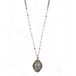 Hummingbird Nature Saint Necklace on Rosary Chain