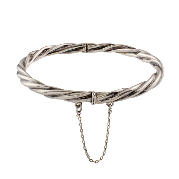 Vintage Hinged Twisted Rope Bangle Bracelet (O)