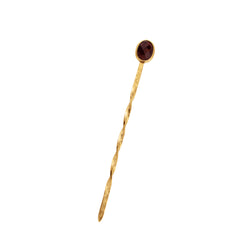 Cut Stone Hair Stick in Garnet & Bronze - Small