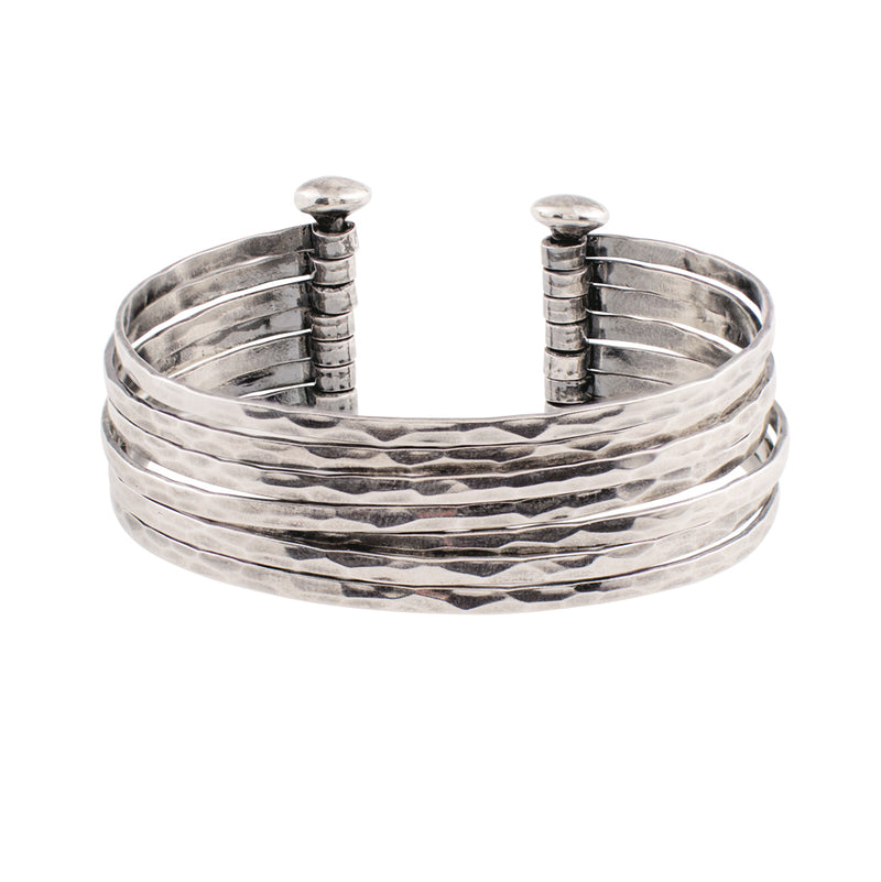 Stacked Strands Cuff - Silver - 7 Strand