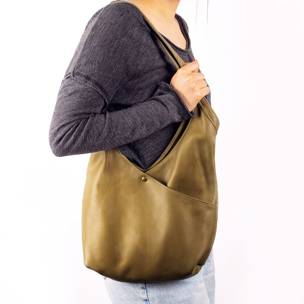 Super Soft Leather Bag in Leek Green