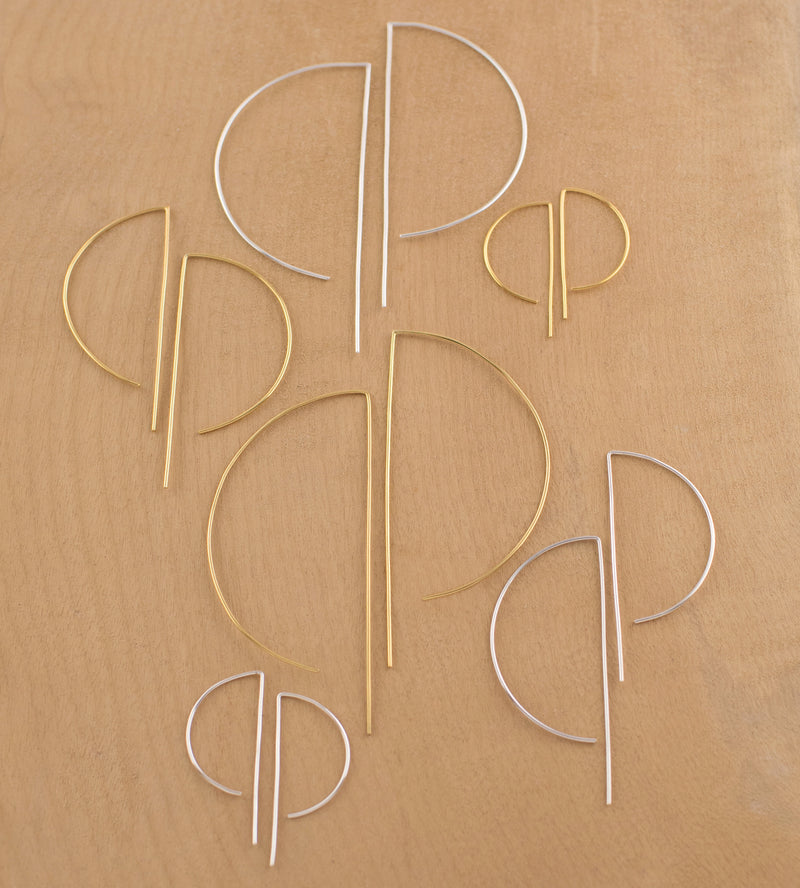 D Wire Hoop Earrings in Silver - 3 ½"