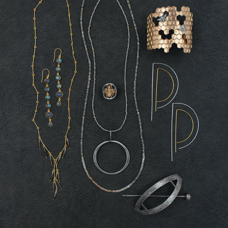 Up All Night Cascading Stone Necklace in Citrine- Gold