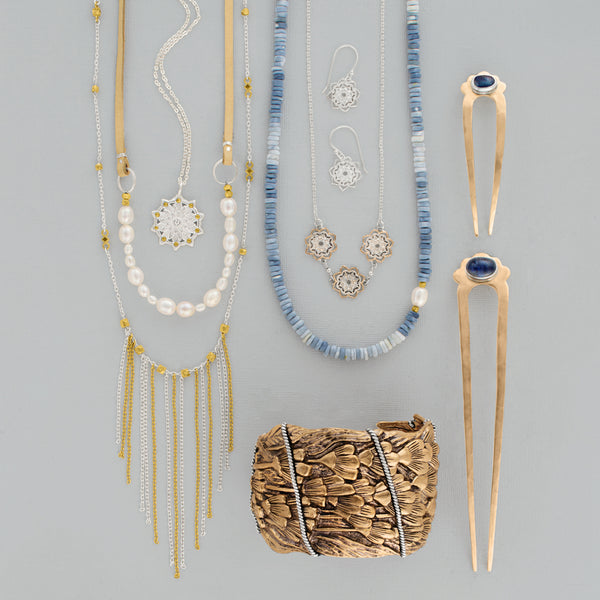 Falling Fringe Necklace in Silver & Gold