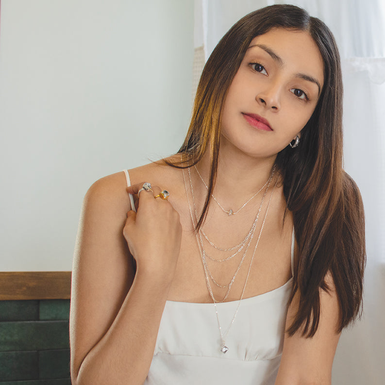 Herkimer Gazing Necklace - 22-24" Chain/ Medium Stone