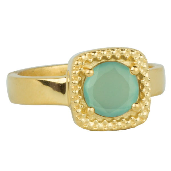 Let it Glow Ring in Gold and Aqua Chalcedony