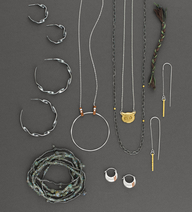 Tethered Leather Necklace in Silver