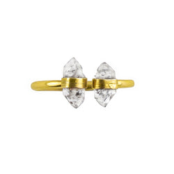 Banded Herkimer Ring in Gold