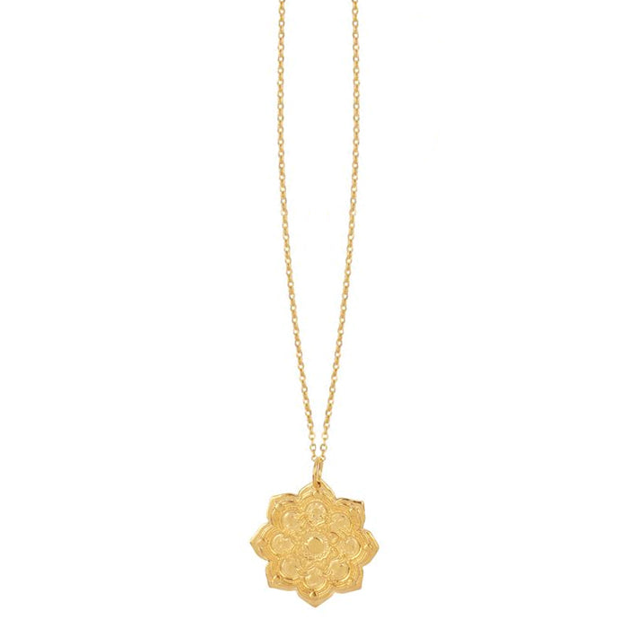 Lotus Bloom Mandala Necklace in Gold
