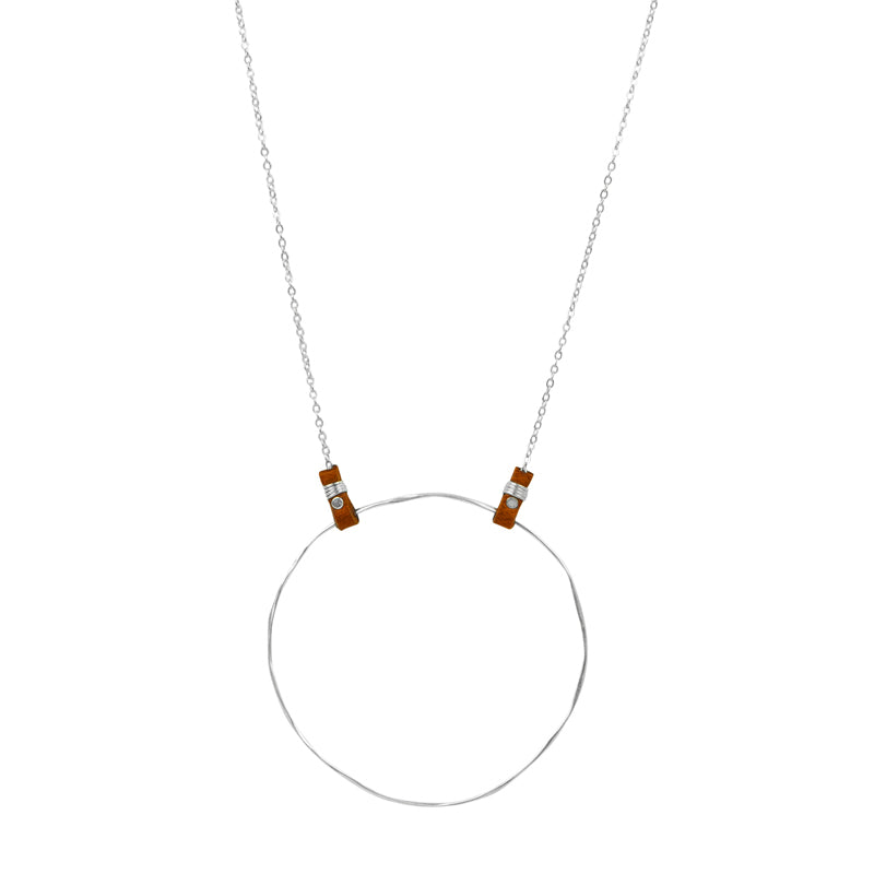 Tethered Leather Necklace in Silver